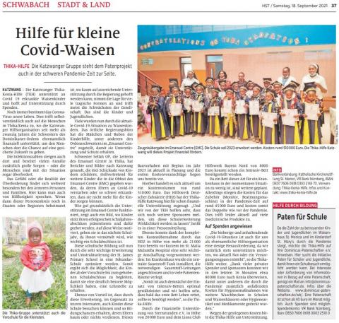 Hilfe für kleine Covid-Waisen